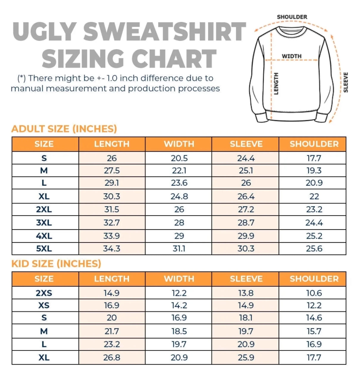 Ugly Sweatshirt Chart