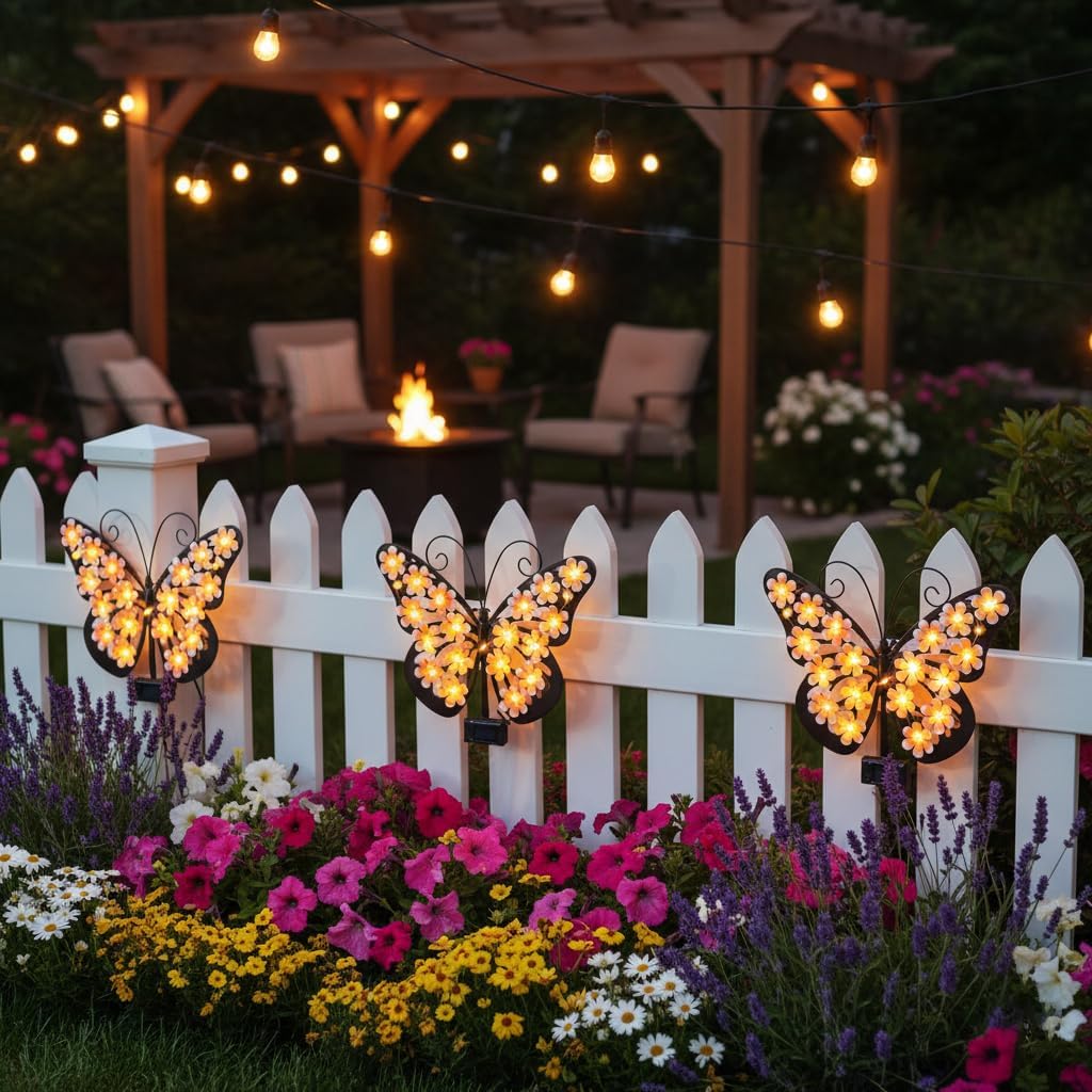 Solar Butterfly Wall Decor – Glowing Garden Fence Art For Patio, Porch & Backyard