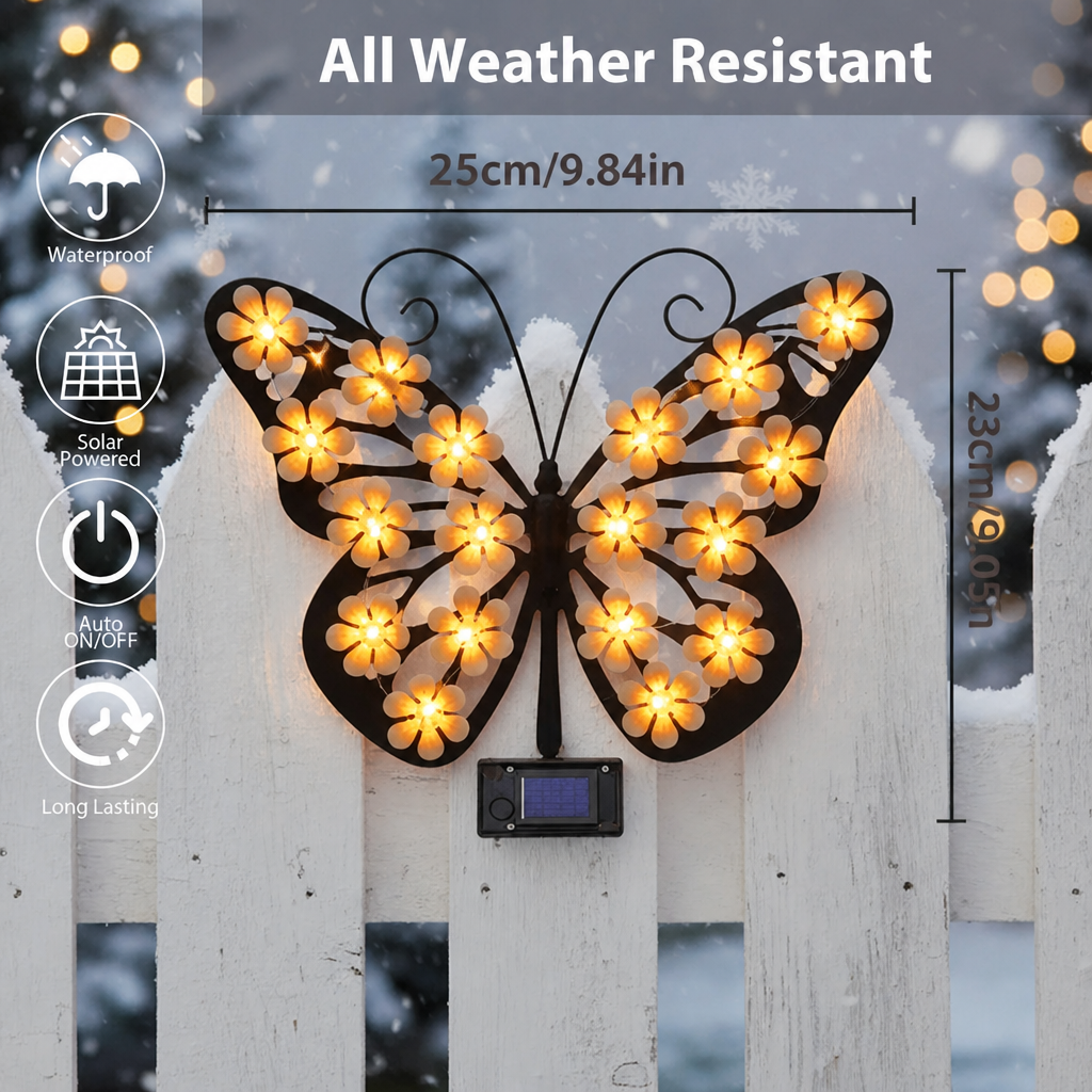 Solar Butterfly Wall Decor – Glowing Garden Fence Art For Patio, Porch & Backyard