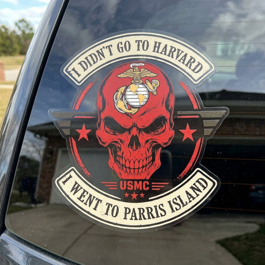 I DIDN'T GO TO HARVARD, I WENT TO PARRIS ISLAND VETERAN-STICKER