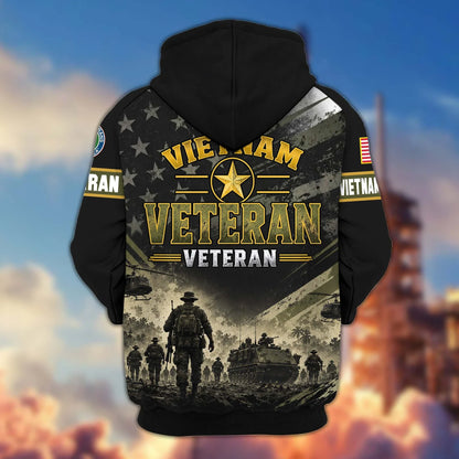 Premium US Veterans Zip Up Hoodie CPHN160912, Gifts For US Veterans, Gifts For Veterans Day.