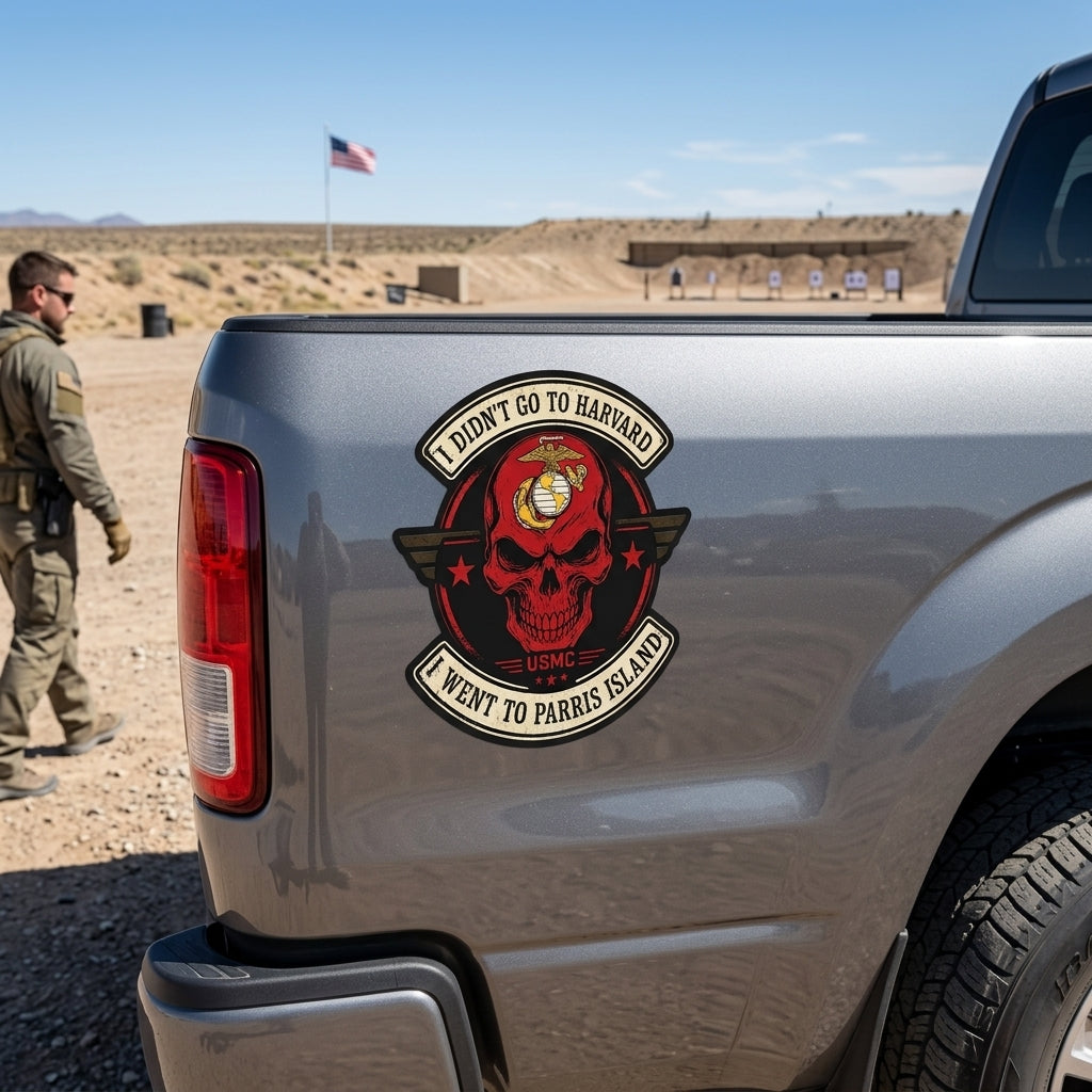 I DIDN'T GO TO HARVARD, I WENT TO PARRIS ISLAND VETERAN-STICKER
