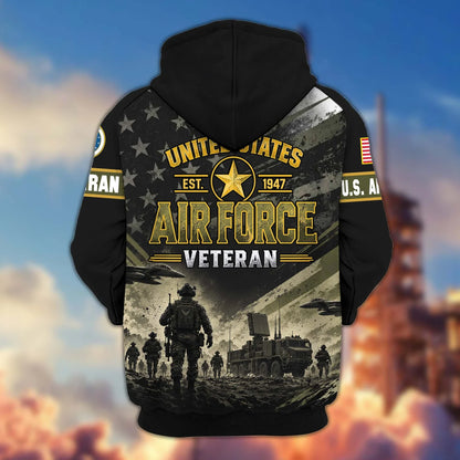 Premium US Veterans Zip Up Hoodie CPHN160912, Gifts For US Veterans, Gifts For Veterans Day.