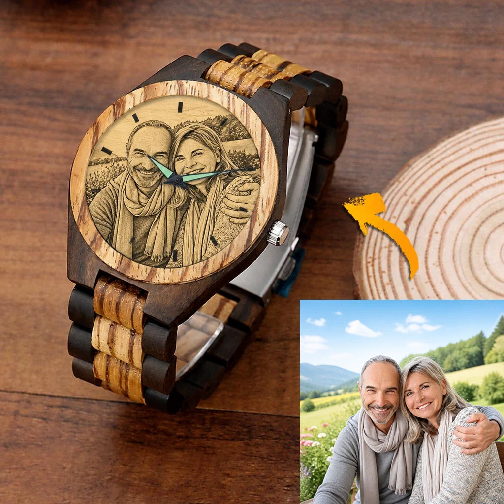 Custom Photo Ebony Watch - Personalized Couple Gift - Carry Your Favorite Moment Forever