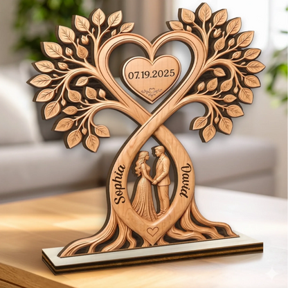 Custom Wooden Tree Plaque - Personalized Anniversary Gifts For Husband & Wife - A Bond That Never Breaks