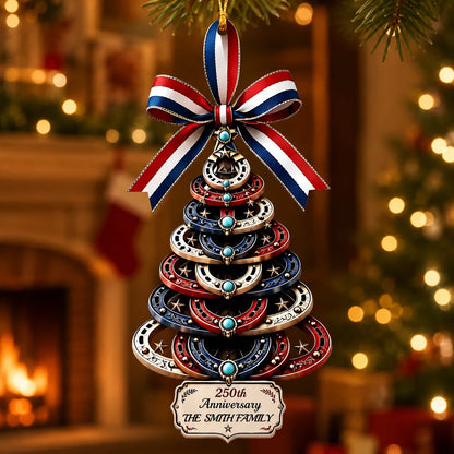 Custom America 250 Acrylic Ornament - Personalized Patriotic Christmas Gifts For Families - Celebrating Freedom Together