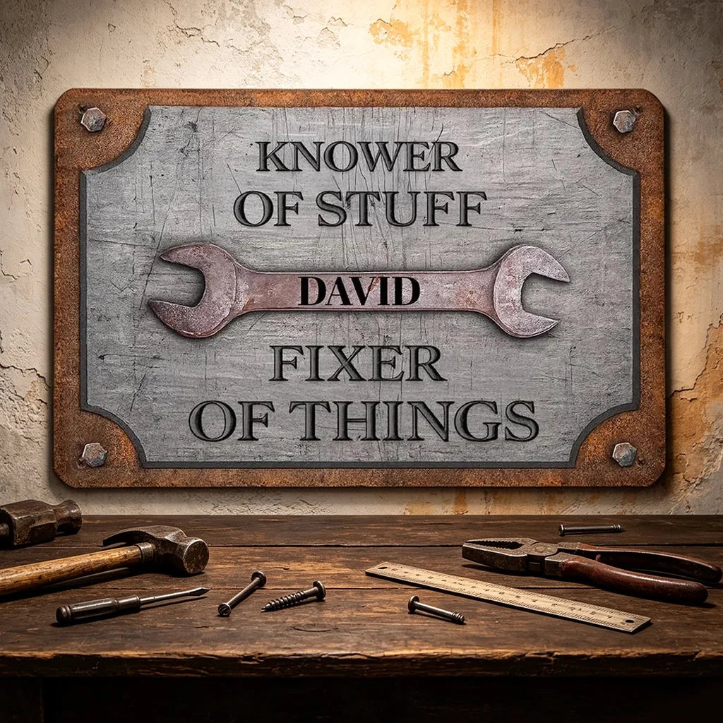 Custom Handyman Metal Sign - Personalized Gifts For Dad, Husband & DIY Lovers - Where Every Problem Meets Its Match