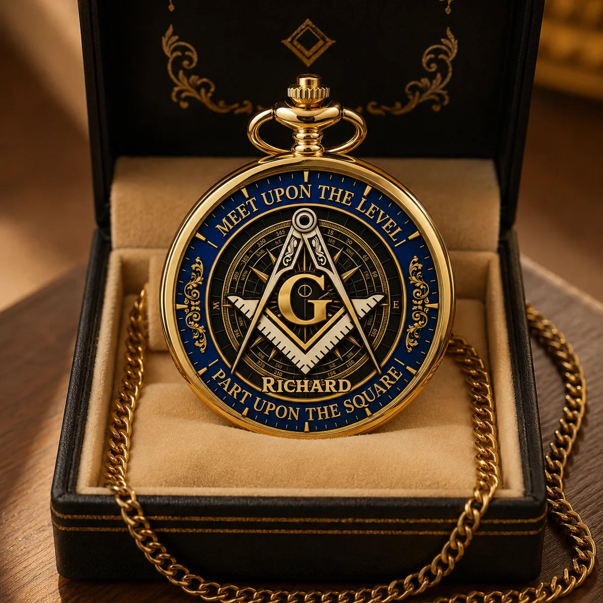 Custom Masonic Pocket Watch - Personalized Freemason Gifts For Lodge Brothers, Dad & Husband - Time Honored Brotherhood