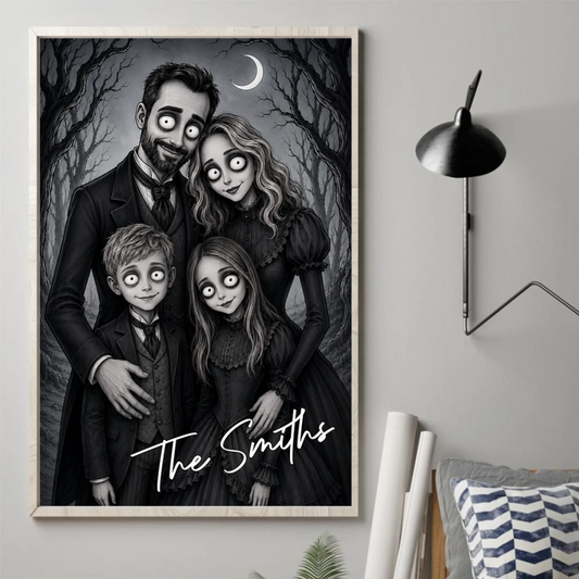 Custom Gothic Photo Poster - Personalized Halloween Gifts For Couples & Families - Beautifully Strange Together