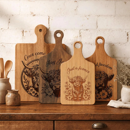 Custom Highland Cow Cutting Board - Personalized Kitchen Gifts For Cow Lovers - Wild Cow Calm