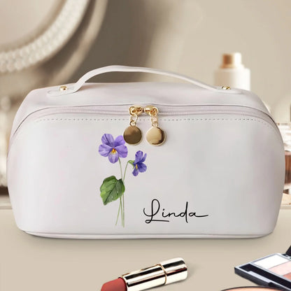Birth Month Flower Version 2 - Personalized Leather