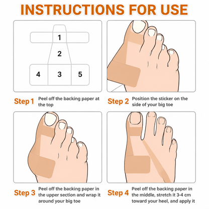 Pre-Cut Bunion Corrector Tape – Toe Support Strips for Hallux Valgus (20 PCS)