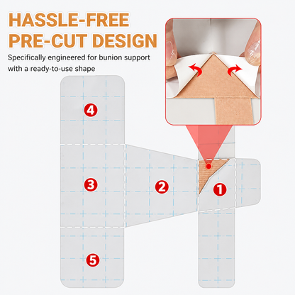 Pre-Cut Bunion Corrector Tape – Toe Support Strips for Hallux Valgus (20 PCS)