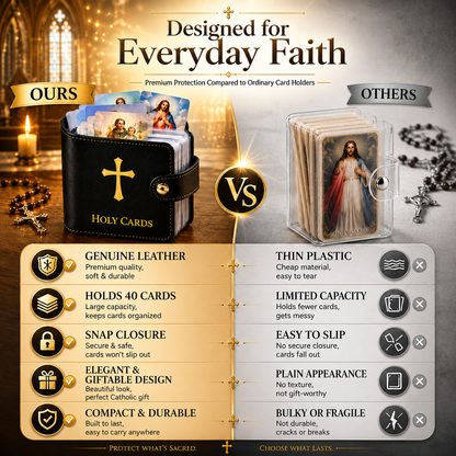 Catholic Holy Card Holder Set – Prayer Card Organizer With 54 Holy Cards