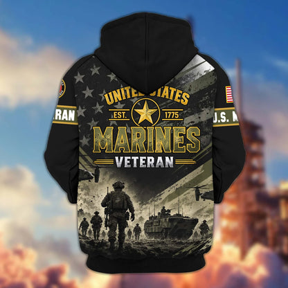 Premium US Veterans Zip Up Hoodie CPHN160912, Gifts For US Veterans, Gifts For Veterans Day.