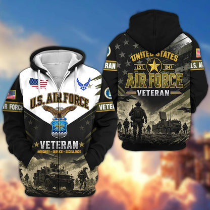 Premium US Veterans Zip Up Hoodie CPHN160912, Gifts For US Veterans, Gifts For Veterans Day.